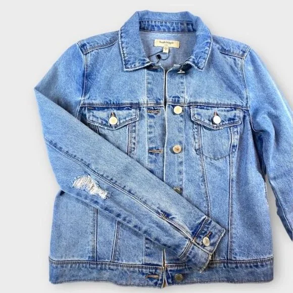 Haute Hippie Tribe Lottie Denim Jacket Blue, Size Small - Picture 11 of 12